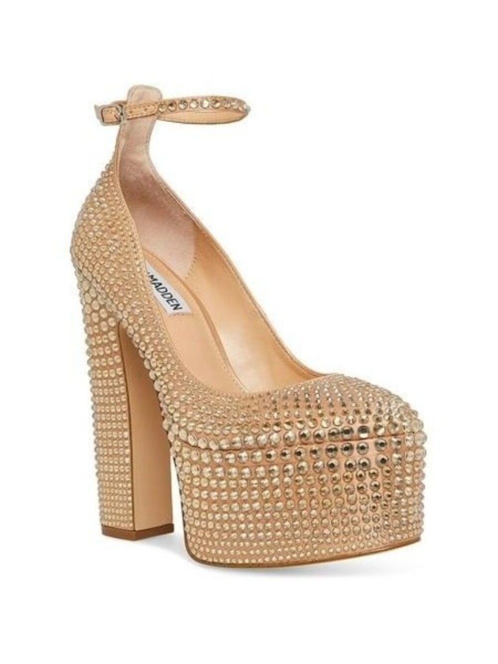 Steve Madden Women Skyrise Slip on Dressy Platform Heels Golden Size 11 Defected